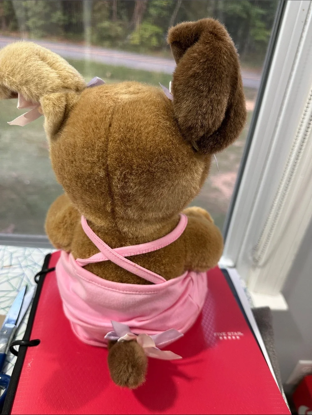 Vintage Build-A-Bear Brown Plush Bear with Pink Dress and Satin Bows